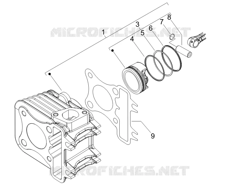 Cylinder-piston-wrist pin unit