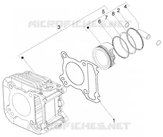 Cylinder-piston-wrist pin, assy