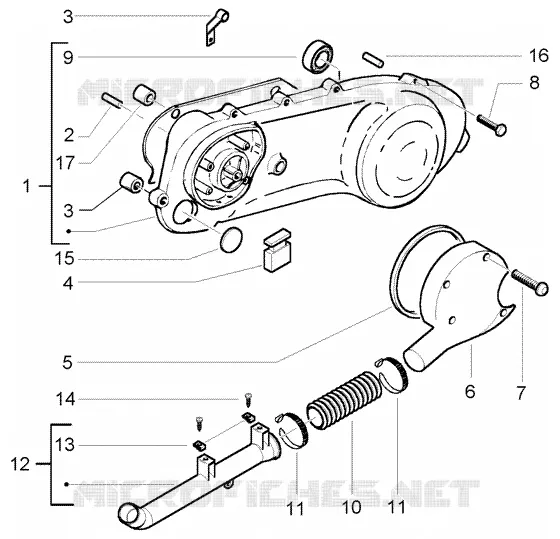 Ttansmission cover - belt cooling tube
