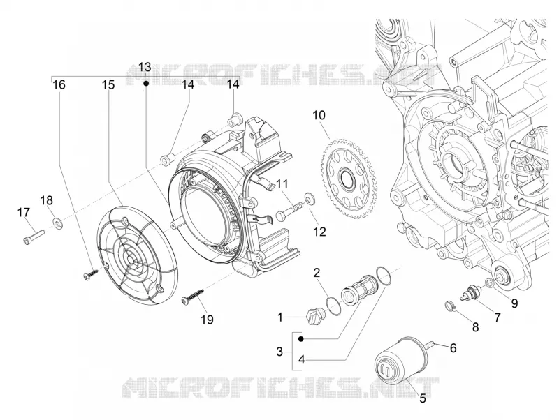 Flywheel magneto cover - Oil filter