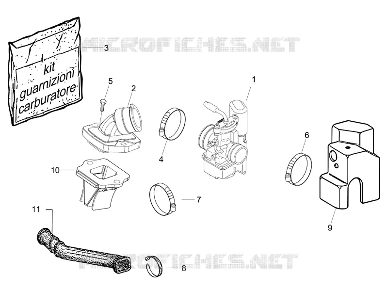Carburettor, assembly - Union pipe
