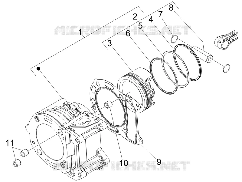 Cylinder-piston-wrist pin unit
