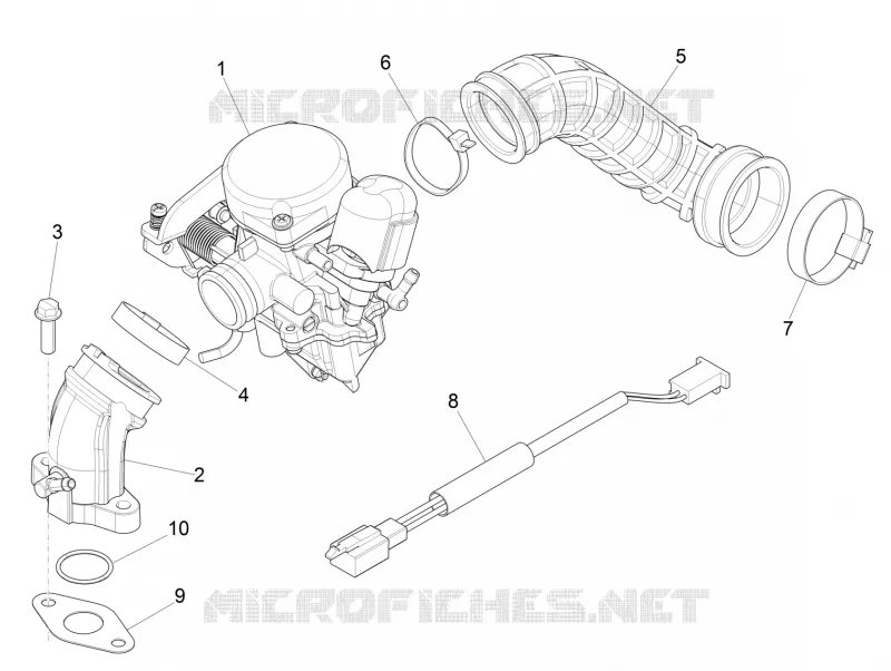 Carburettor, assembly - Union pipe