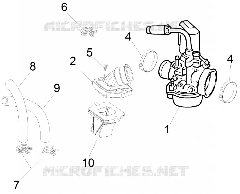 Carburettor, assembly - Union pipe