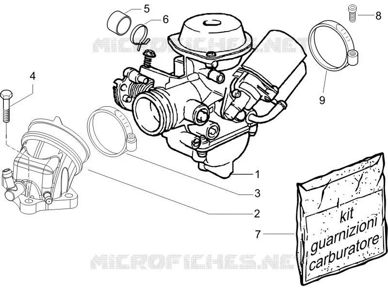 Carburettor, assembly - Union pipe