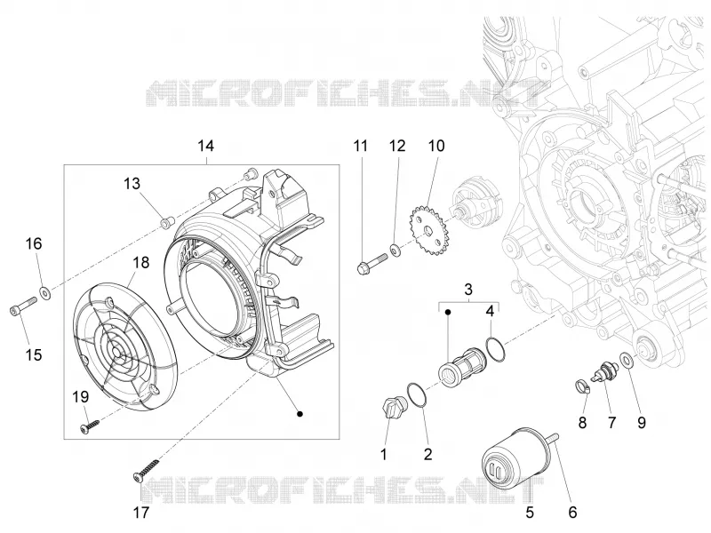 Flywheel magneto cover - Oil filter