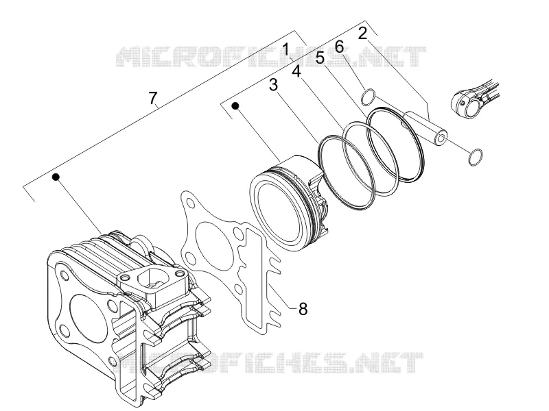 Cylinder-piston-wrist pin unit