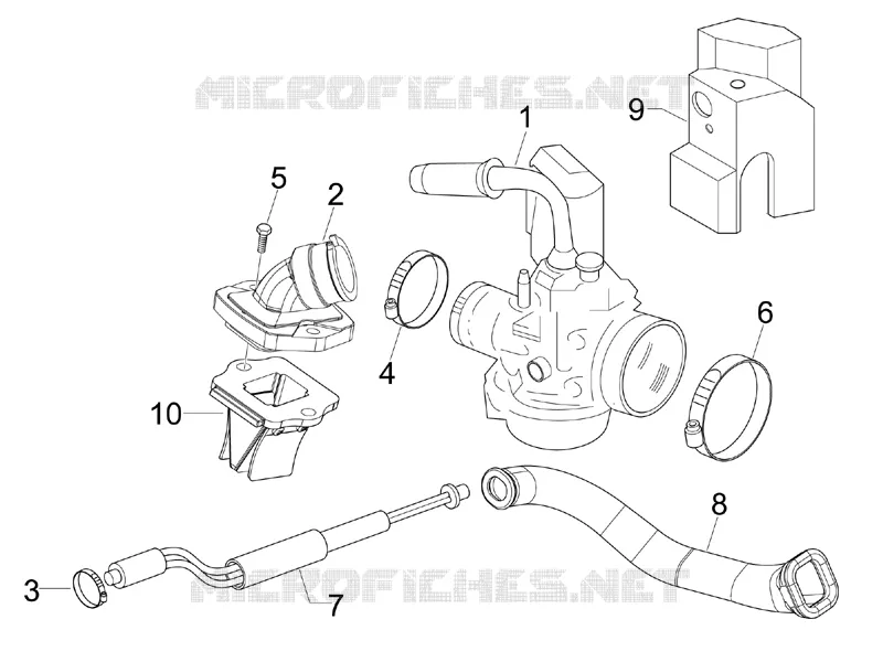 Carburettor, assembly - Union pipe