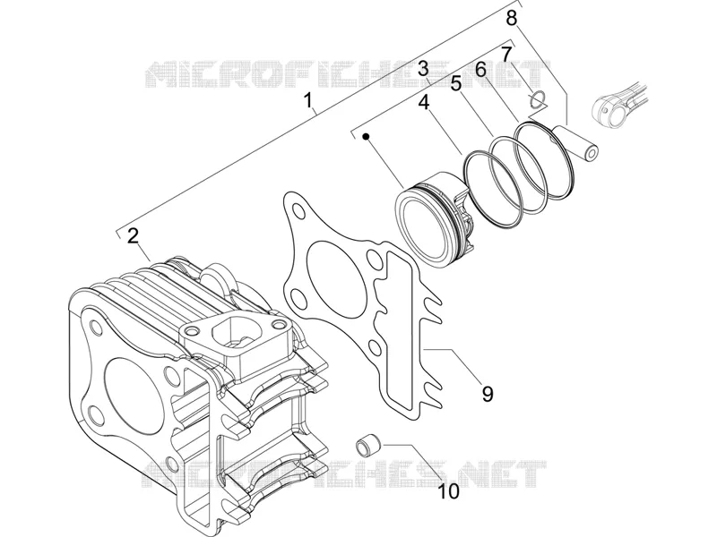 Cylinder-piston-wrist pin unit