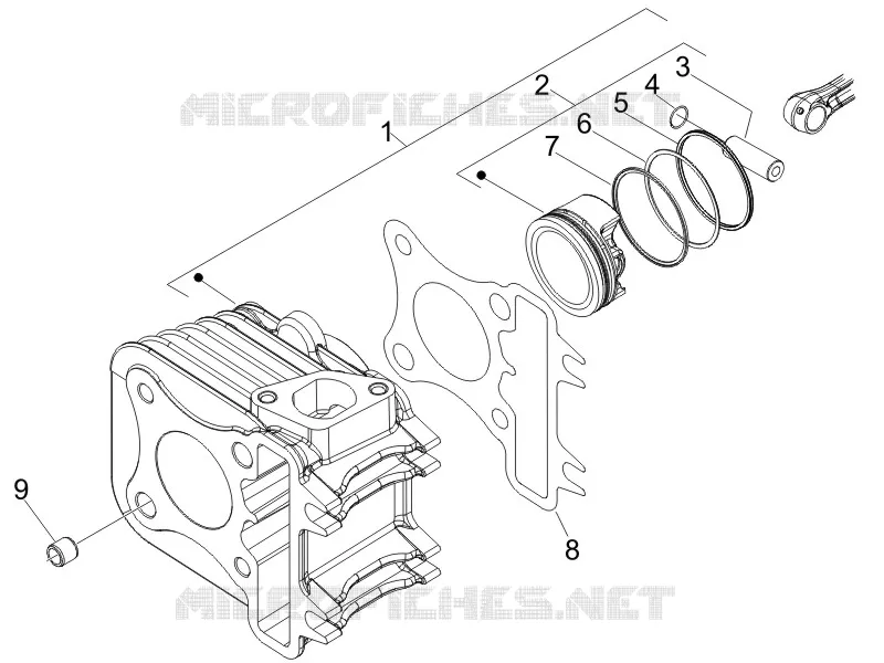 Cylinder-piston-wrist pin unit