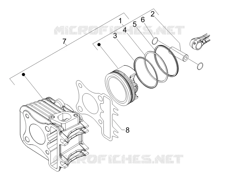 Cylinder-piston-wrist pin unit