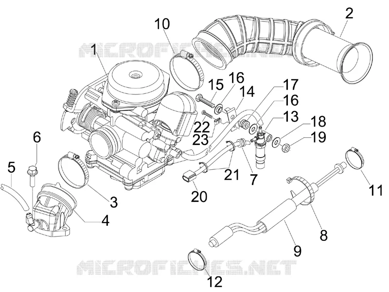 Carburettor, assembly - Union pipe