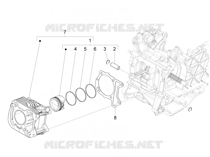 Cylinder-piston-wrist pin unit