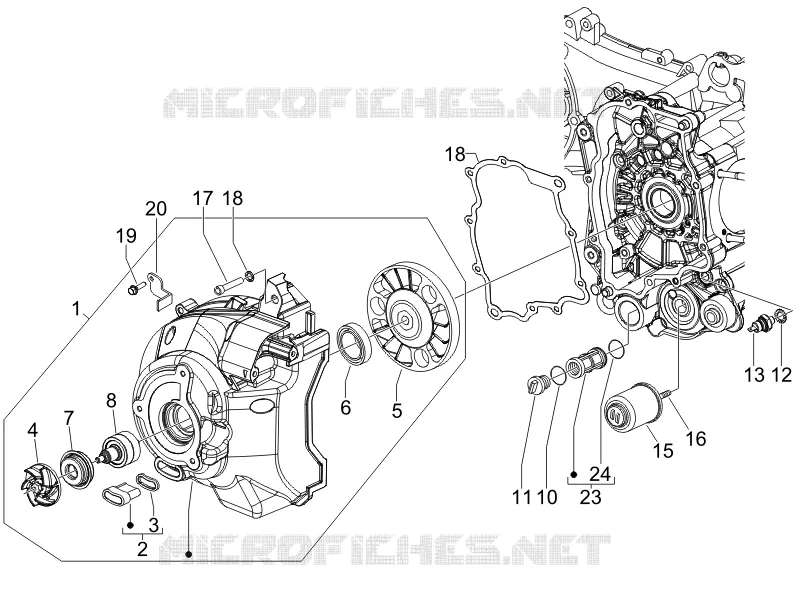Flywheel magneto cover - Oil filter