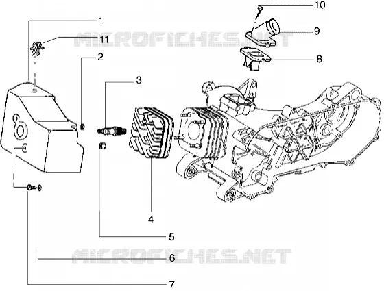 Cylinder head-cooling hood-inlet and induction pipe