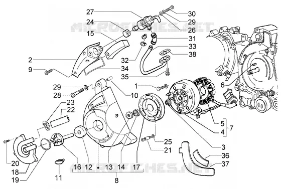 Flywheel magneto-secondary air box