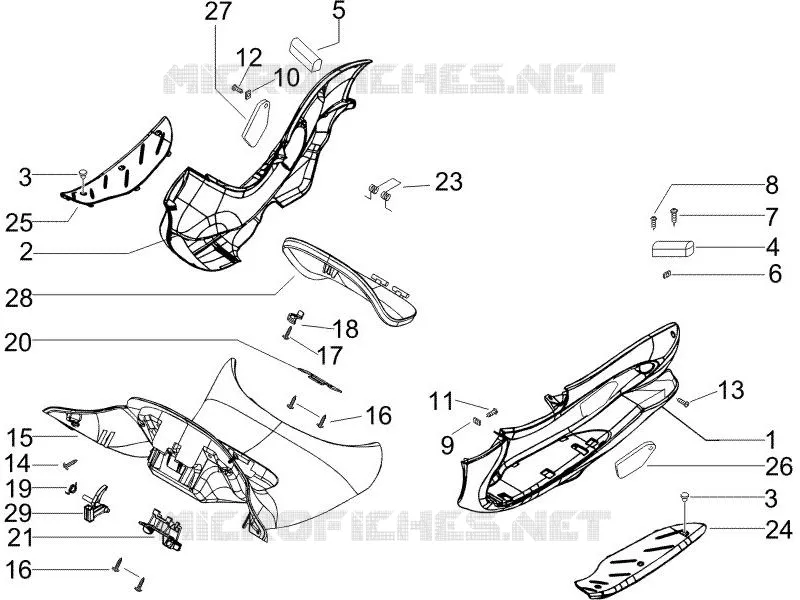 Central cover - Footrests
