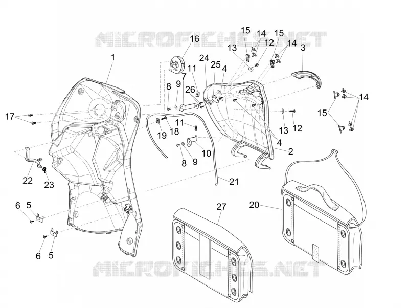 Front glove-box - Knee-guard panel