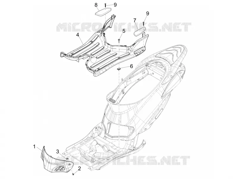 Central cover - Footrests
