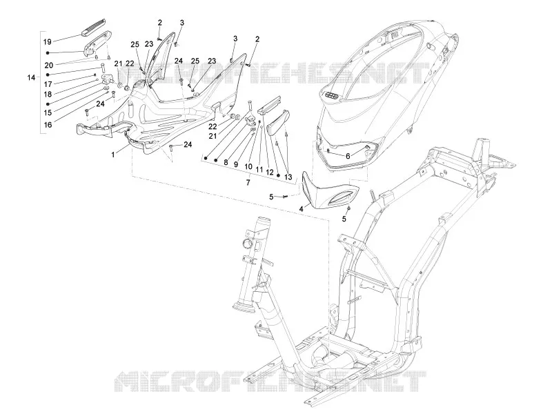 Central cover - Footrests