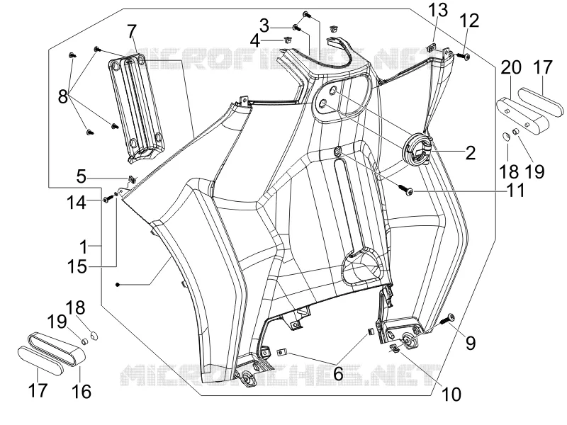 Front glove-box - Knee-guard panel