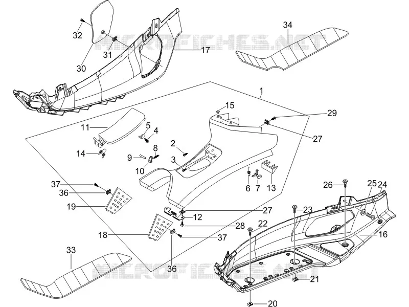 Central cover - Footrests