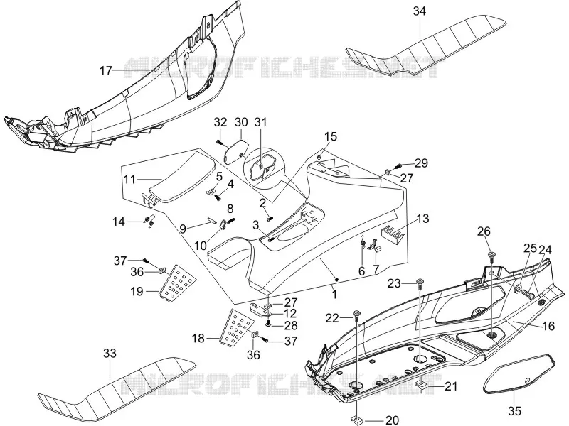 Central cover - Footrests