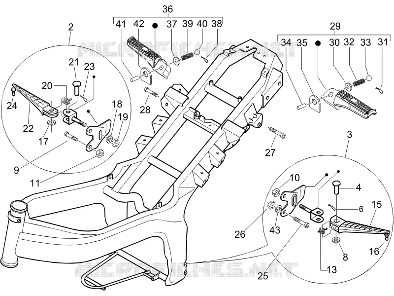 Central cover - Footrests