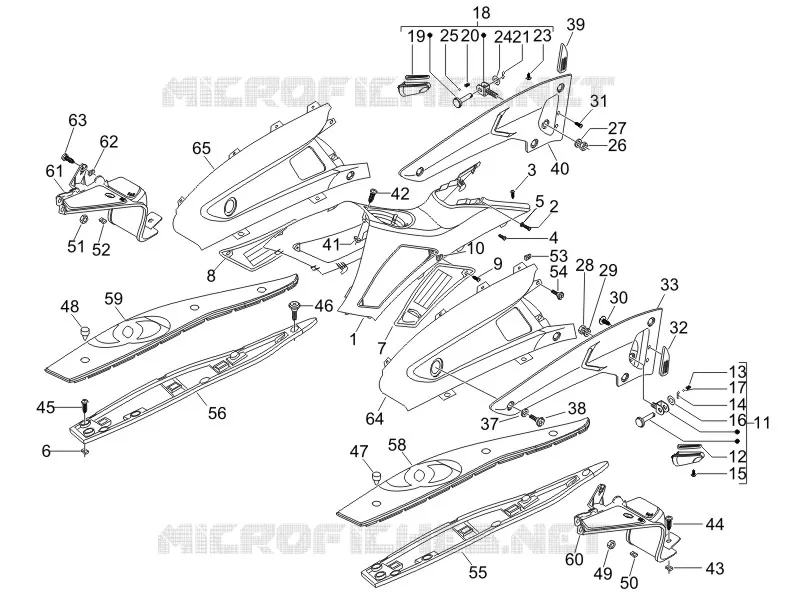 Central cover - Footrests