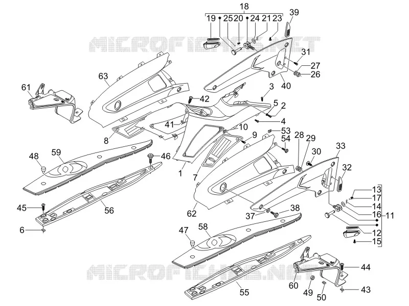 Central cover - Footrests