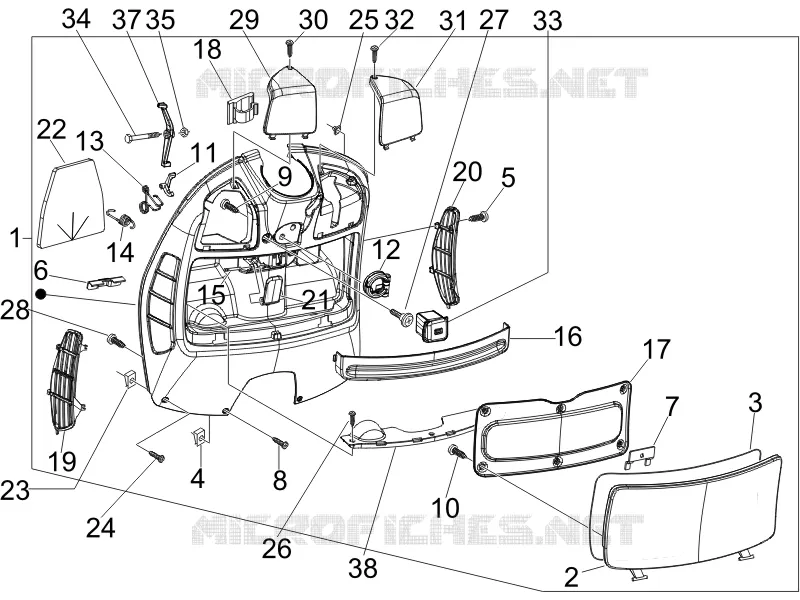 Front glove-box - Knee-guard panel