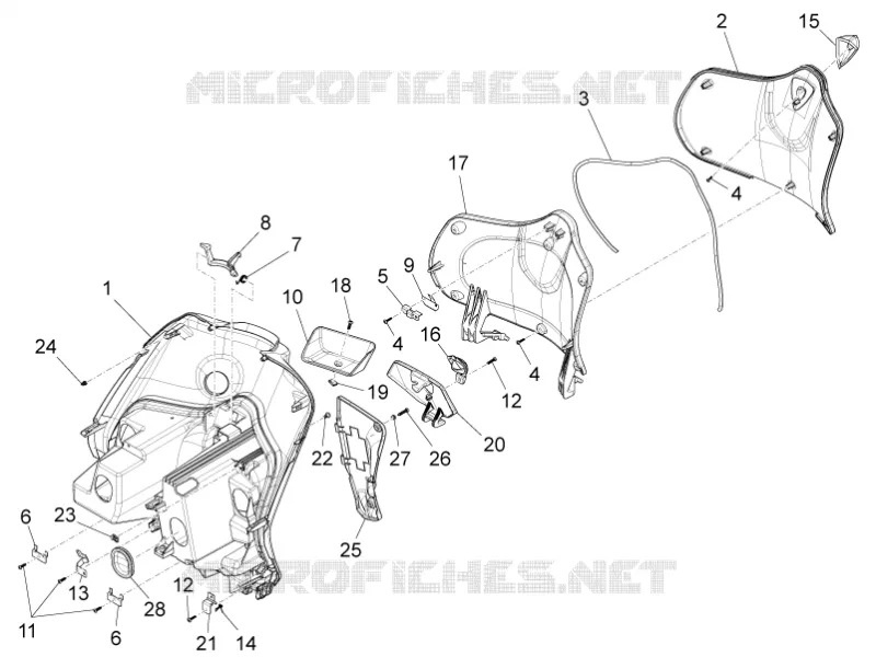 Front glove-box - Knee-guard panel