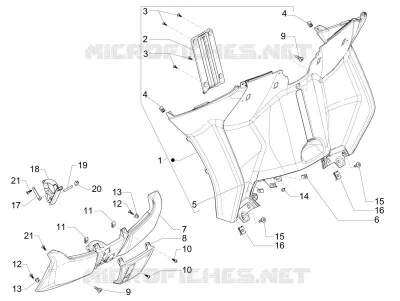 Front glove-box - Knee-guard panel