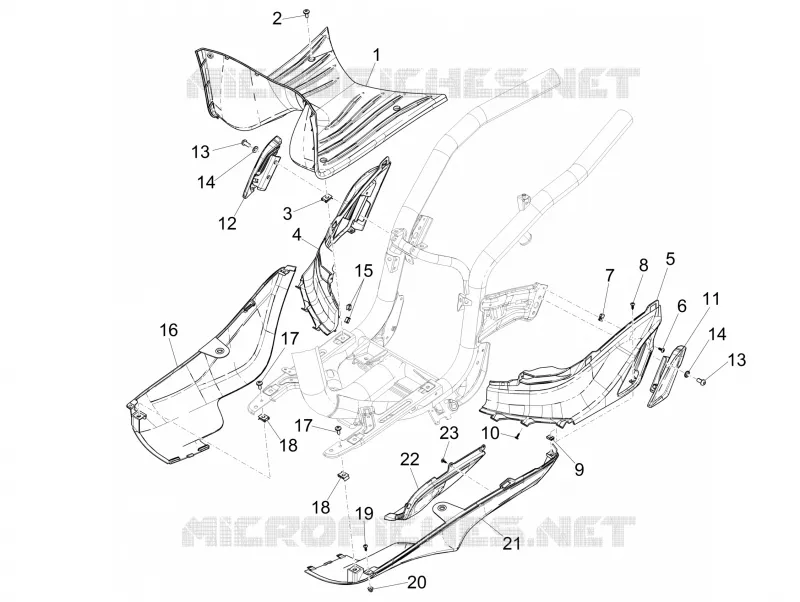 Central cover - Footrests
