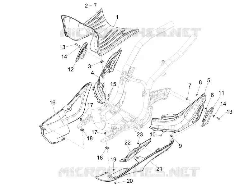 Central cover - Footrests