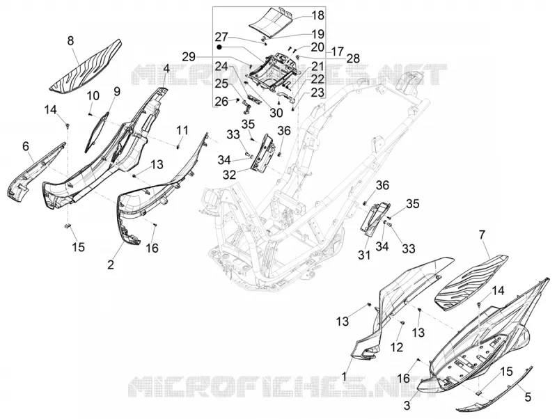 CENTRAL COVER - FOOTRESTS