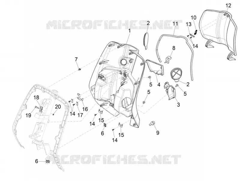 Front glove-box - Knee-guard panel
