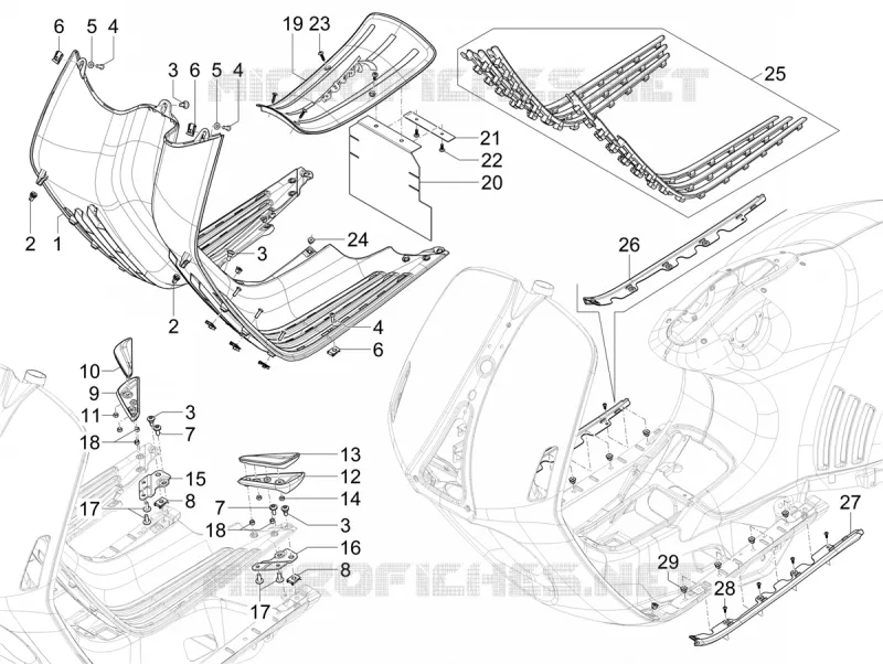 CENTRAL COVER - FOOTRESTS