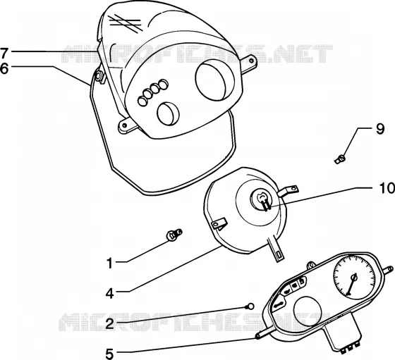 Headlamp-fairing-meter combination