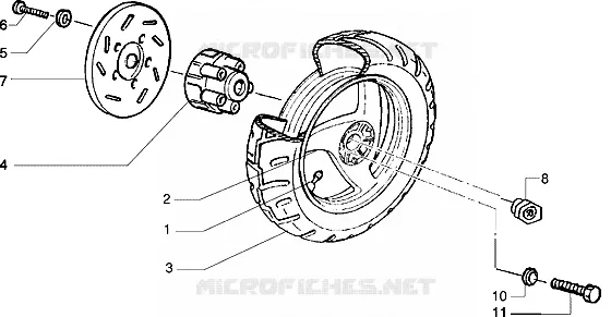 Rear wheel (Vehicle with rear hub brake)