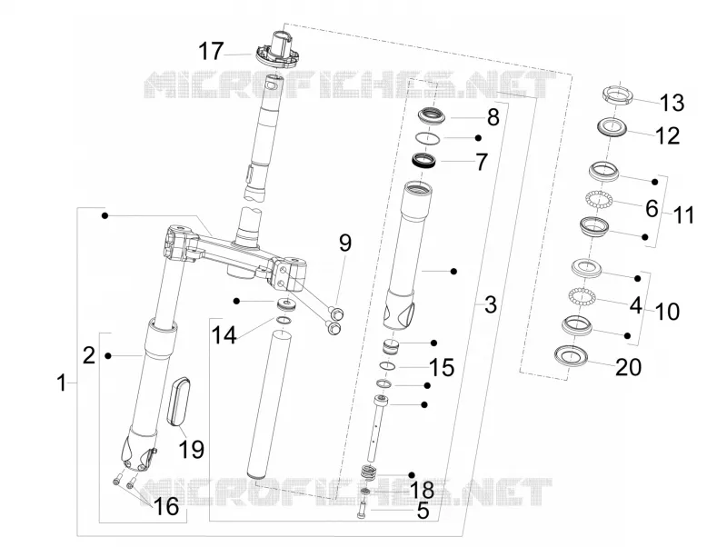Fork/steering tube - Steering bearing unit