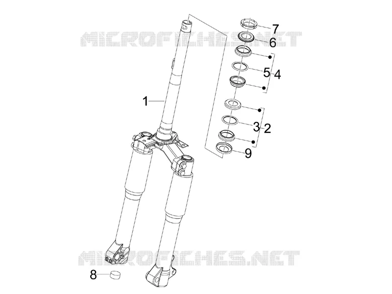 Fork/steering tube - Steering bearing unit