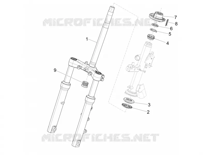 Fork/steering tube - Steering bearing unit