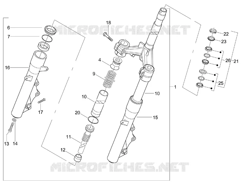 Fork/steering tube - Steering bearing unit