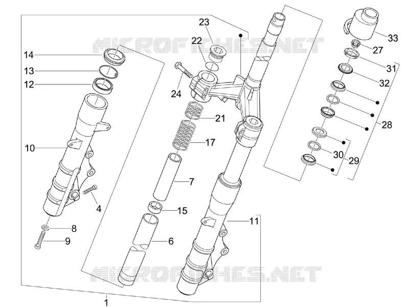 Fork/steering tube - Steering bearing unit