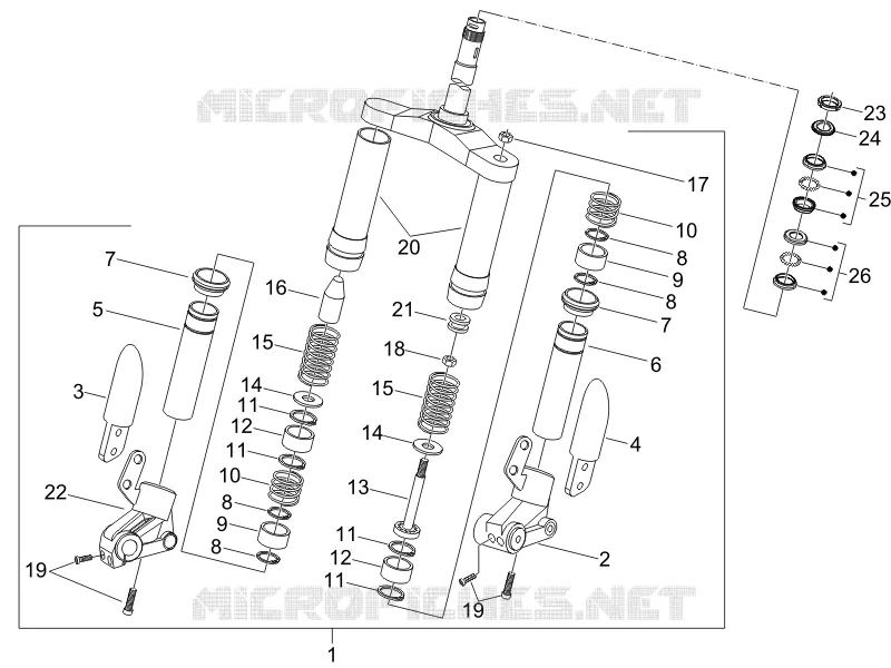 Fork/steering tube - Steering bearing unit