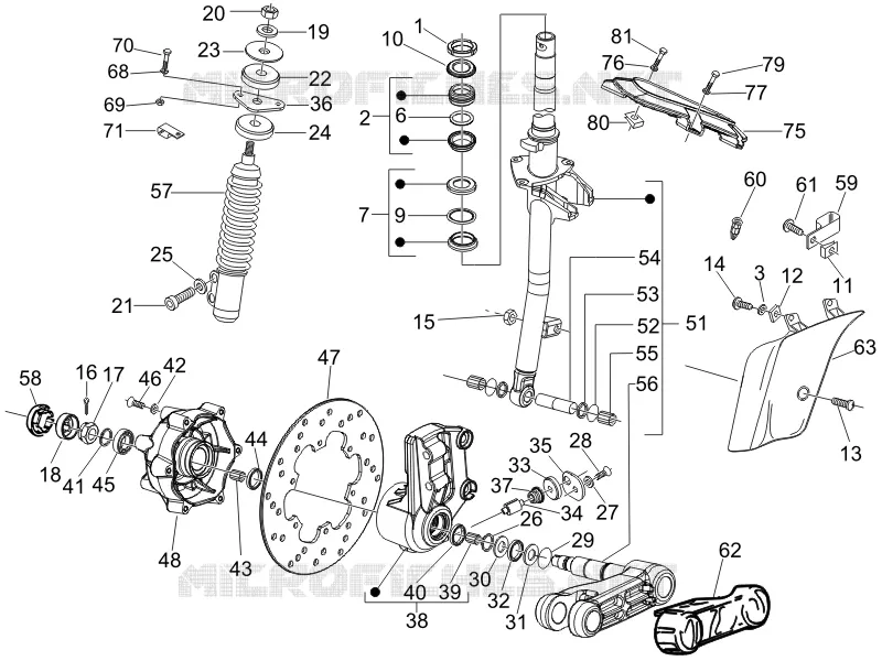 Fork/steering tube - Steering bearing unit