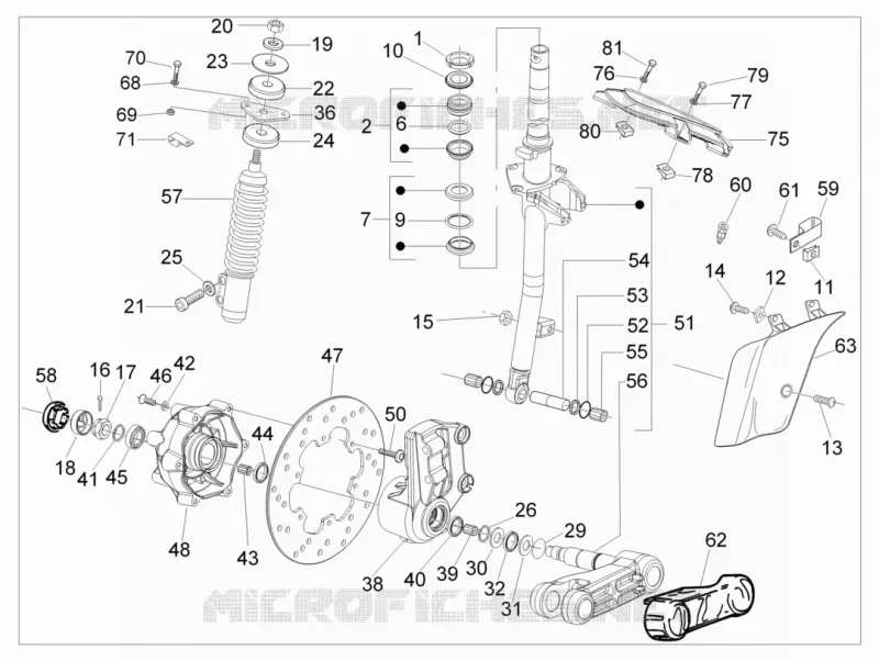 Fork/steering tube - Steering bearing unit