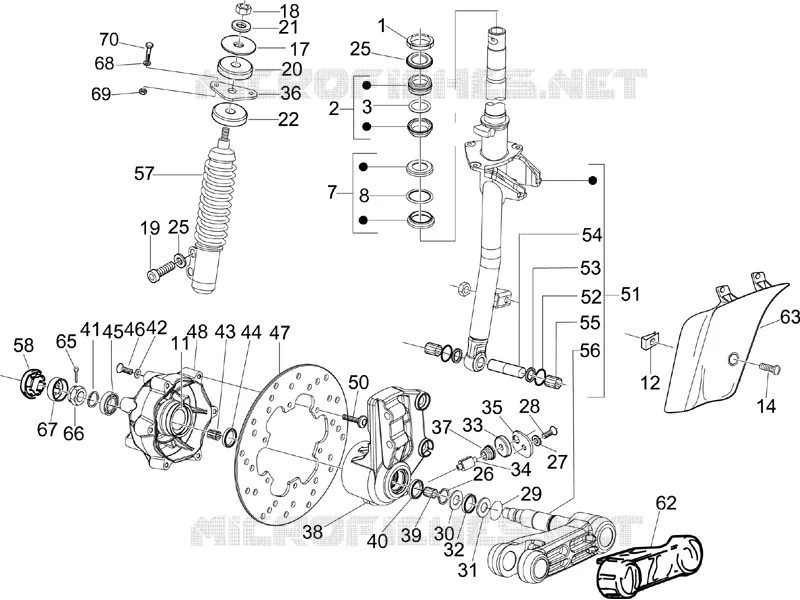 Fork/steering tube - Steering bearing unit