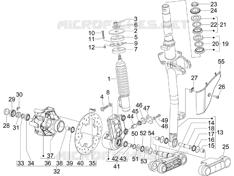 Fork/steering tube - Steering bearing unit